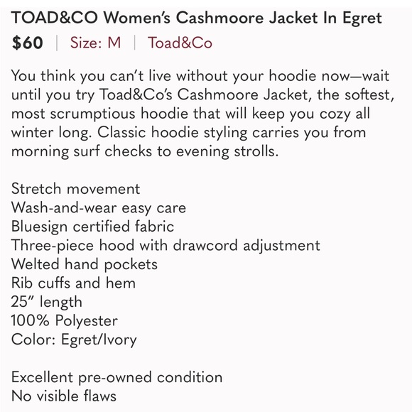 TOAD&CO Women’s Cashmoore Jacket In Egret - Picture 2 of 2